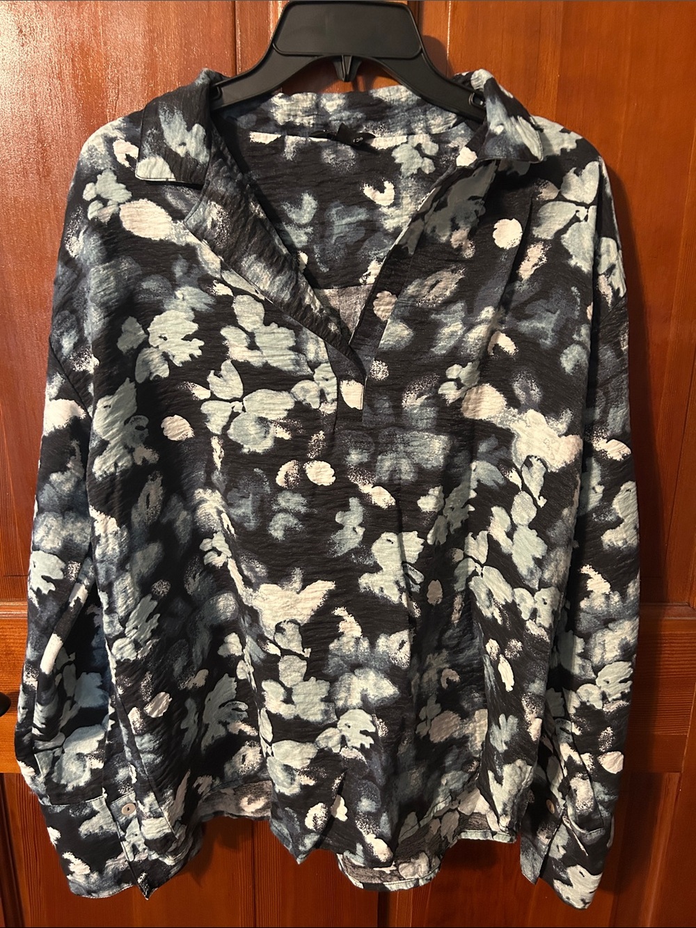 The Limited Blue and Black Watercolor Print Top
